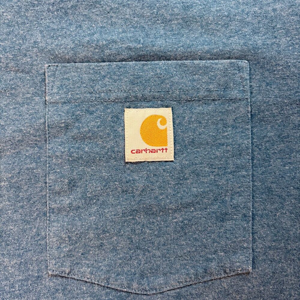 Size XL Mens - Carhartt K87 Heather Blue Loose Fit Pocket Work T Shirt - Picture 2 of 6
